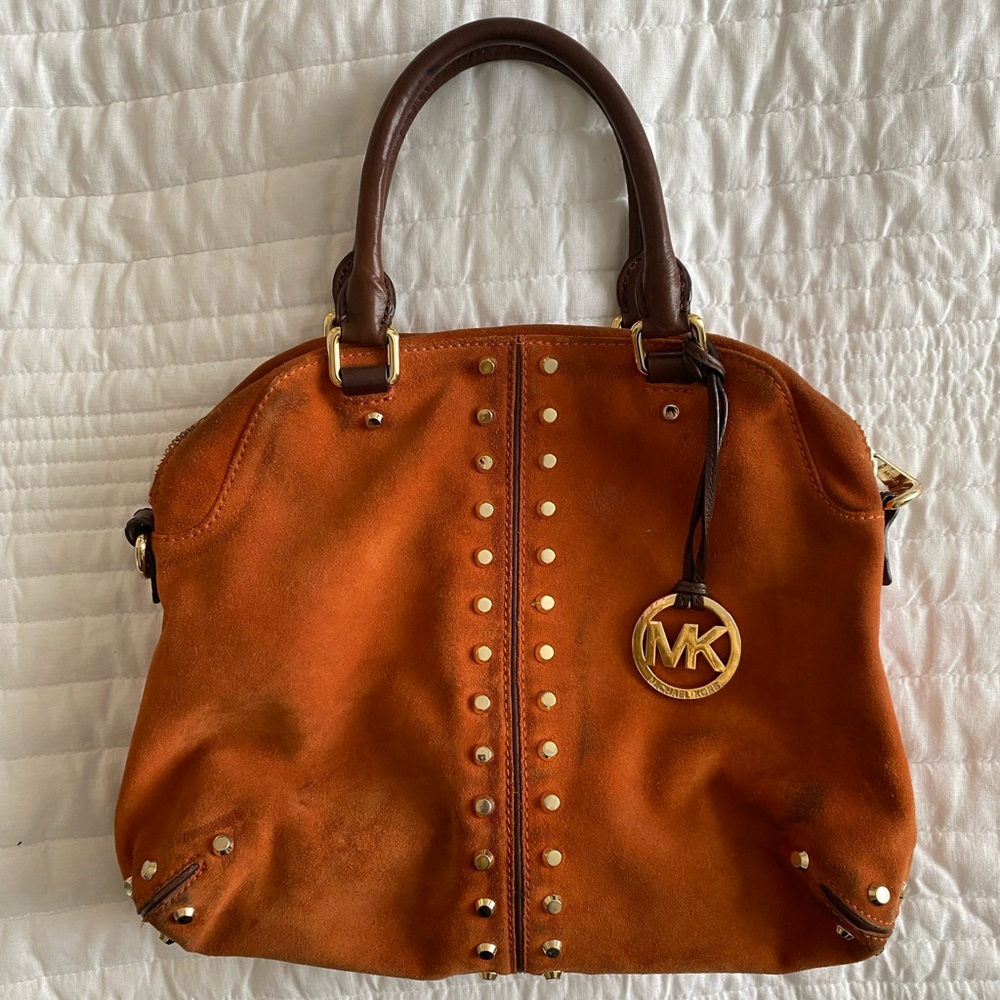 Orange suede  / studded Michael Kors bag